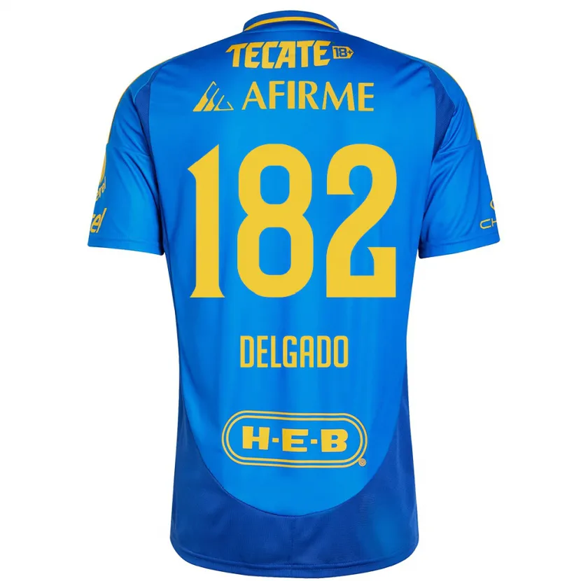 Danxen Kinderen Arturo Delgado #182 Blauw Geel Uitshirt Uittenue 2024/25 T-Shirt