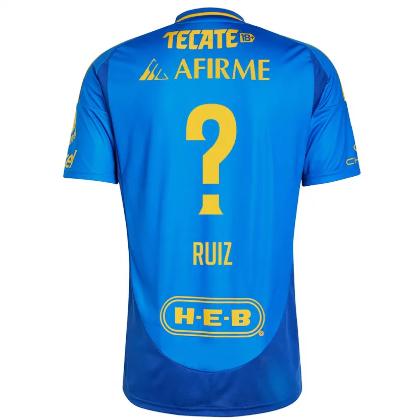 Danxen Kinderen Luis Ruiz #0 Blauw Geel Uitshirt Uittenue 2024/25 T-Shirt