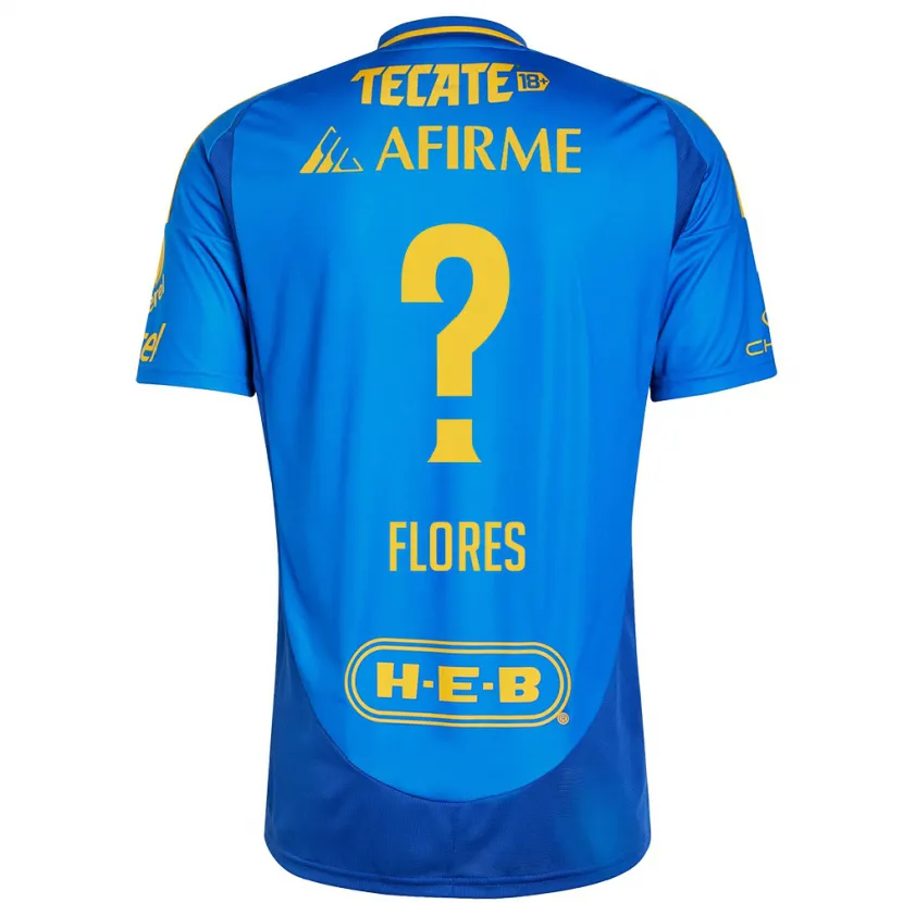 Danxen Kinderen Hernán Flores #0 Blauw Geel Uitshirt Uittenue 2024/25 T-Shirt