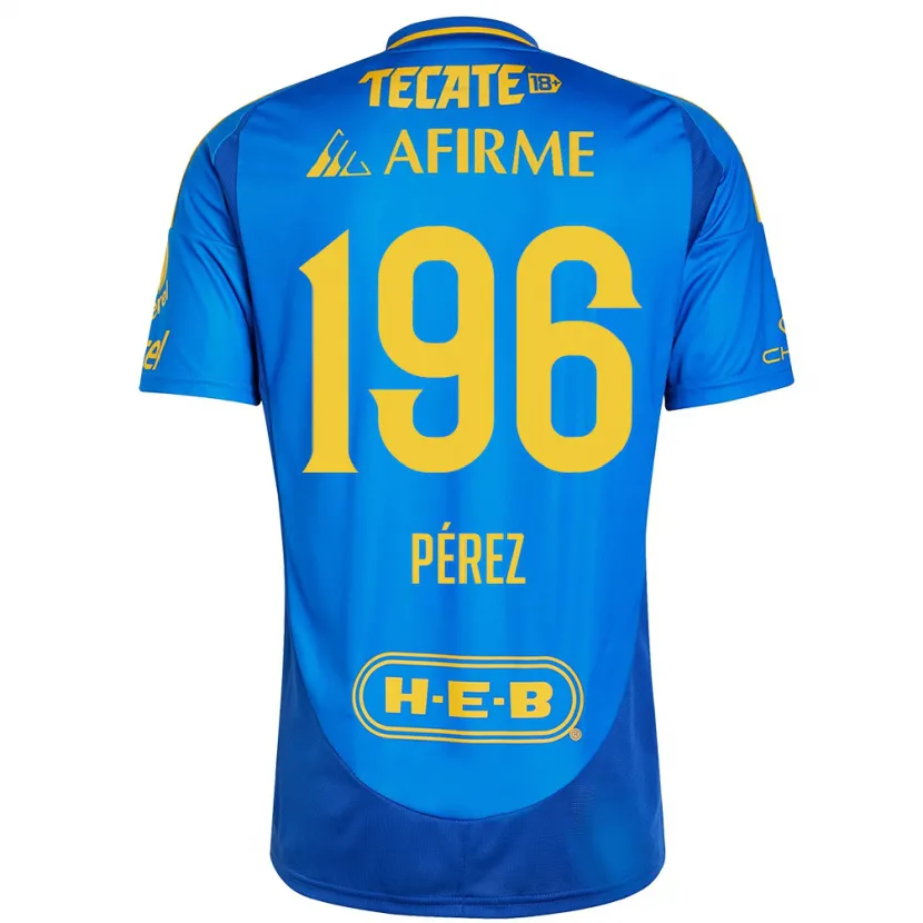 Danxen Kinderen Axel Pérez #196 Blauw Geel Uitshirt Uittenue 2024/25 T-Shirt