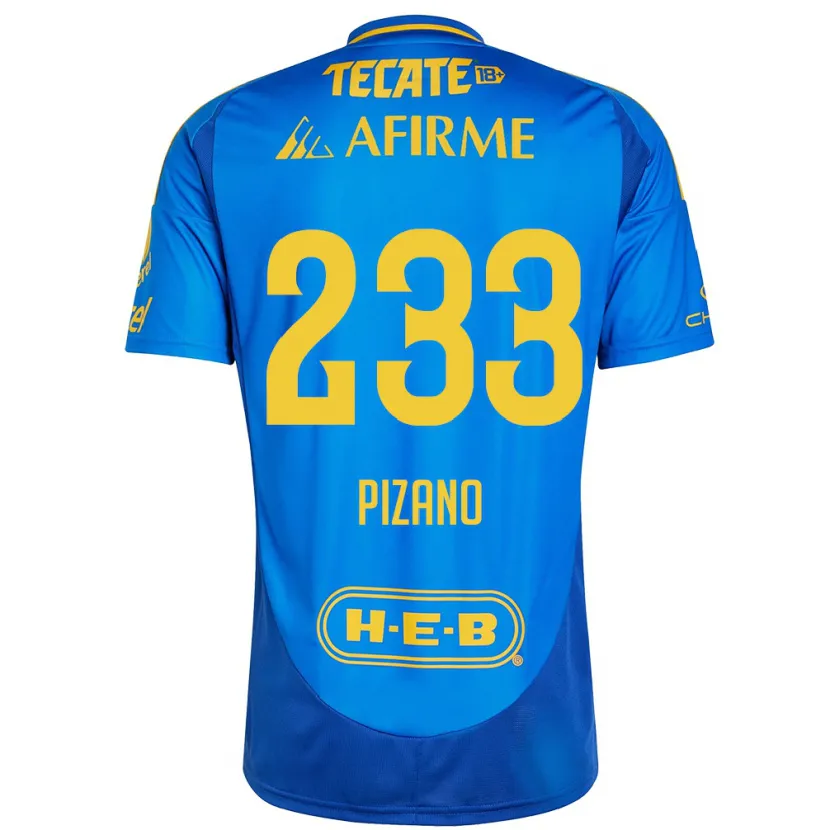 Danxen Kinderen Juan Pizano #233 Blauw Geel Uitshirt Uittenue 2024/25 T-Shirt