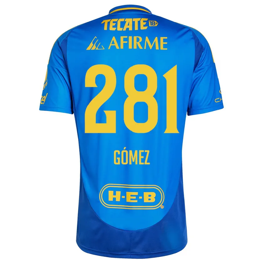 Danxen Kinderen Luis Gómez #281 Blauw Geel Uitshirt Uittenue 2024/25 T-Shirt