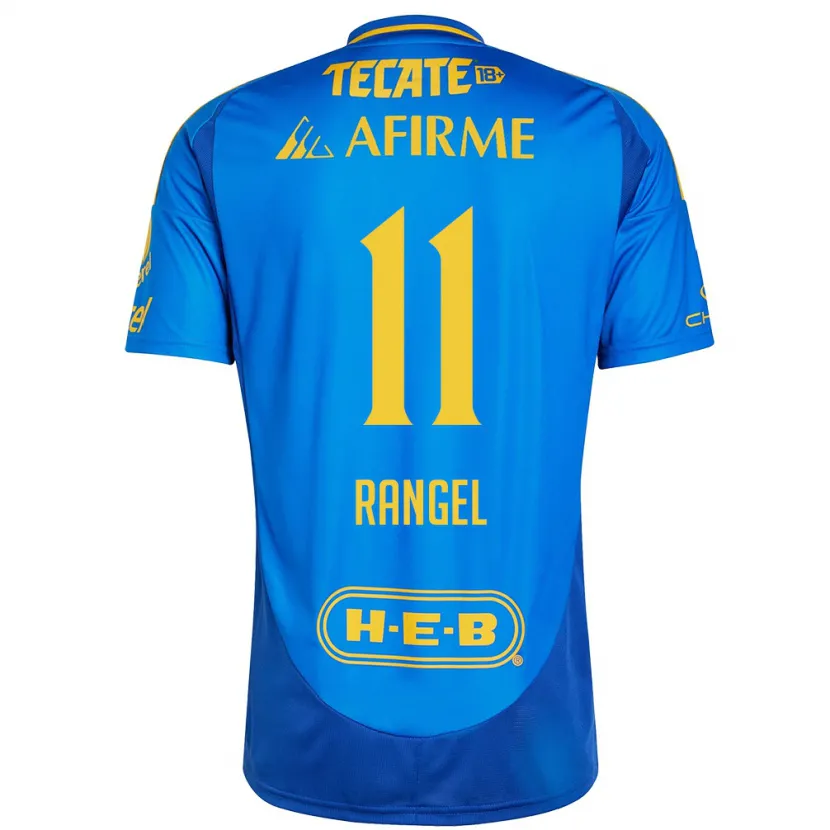 Danxen Kinderen Nayeli Rangel #11 Blauw Geel Uitshirt Uittenue 2024/25 T-Shirt