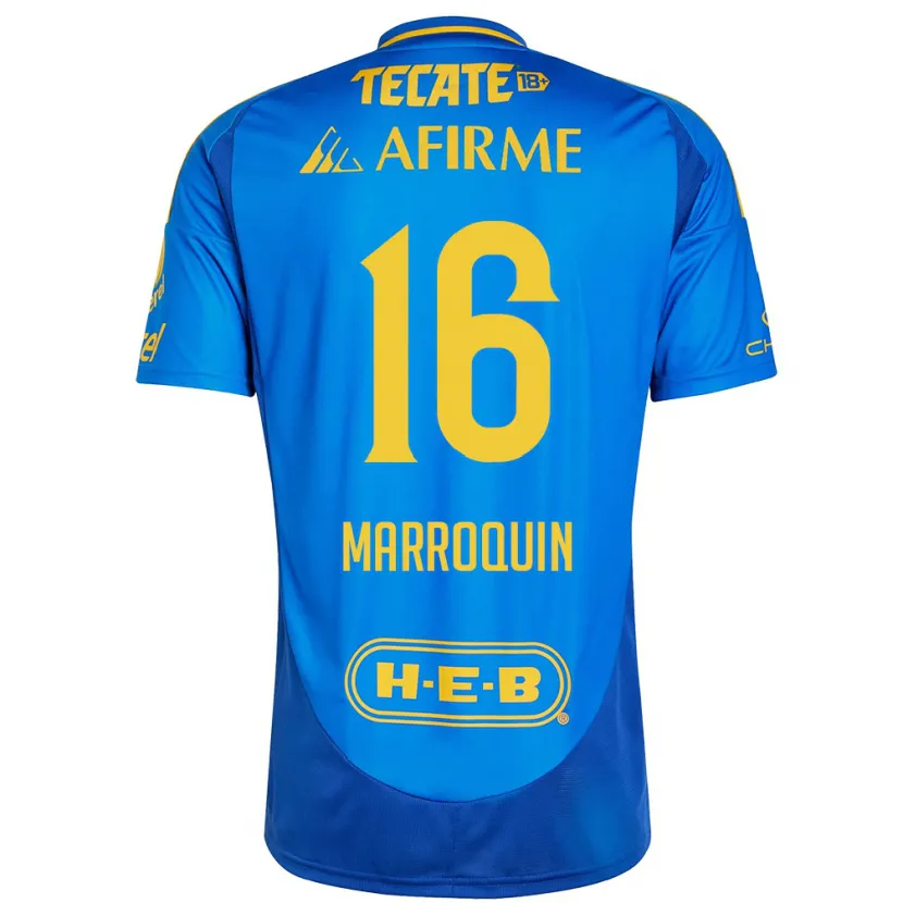 Danxen Kinderen Ammanda Marroquin #16 Blauw Geel Uitshirt Uittenue 2024/25 T-Shirt