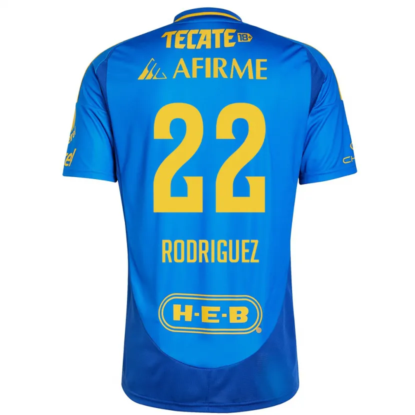 Danxen Kinderen Anika Rodriguez #22 Blauw Geel Uitshirt Uittenue 2024/25 T-Shirt