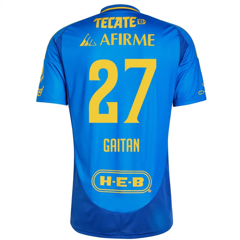 Danxen Kinderen Natalia Gaitan #27 Blauw Geel Uitshirt Uittenue 2024/25 T-Shirt