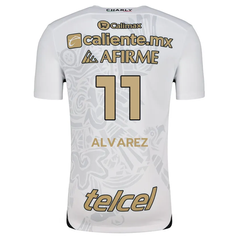 Danxen Kinderen Efraín Álvarez #11 Wit Zwart Uitshirt Uittenue 2024/25 T-Shirt