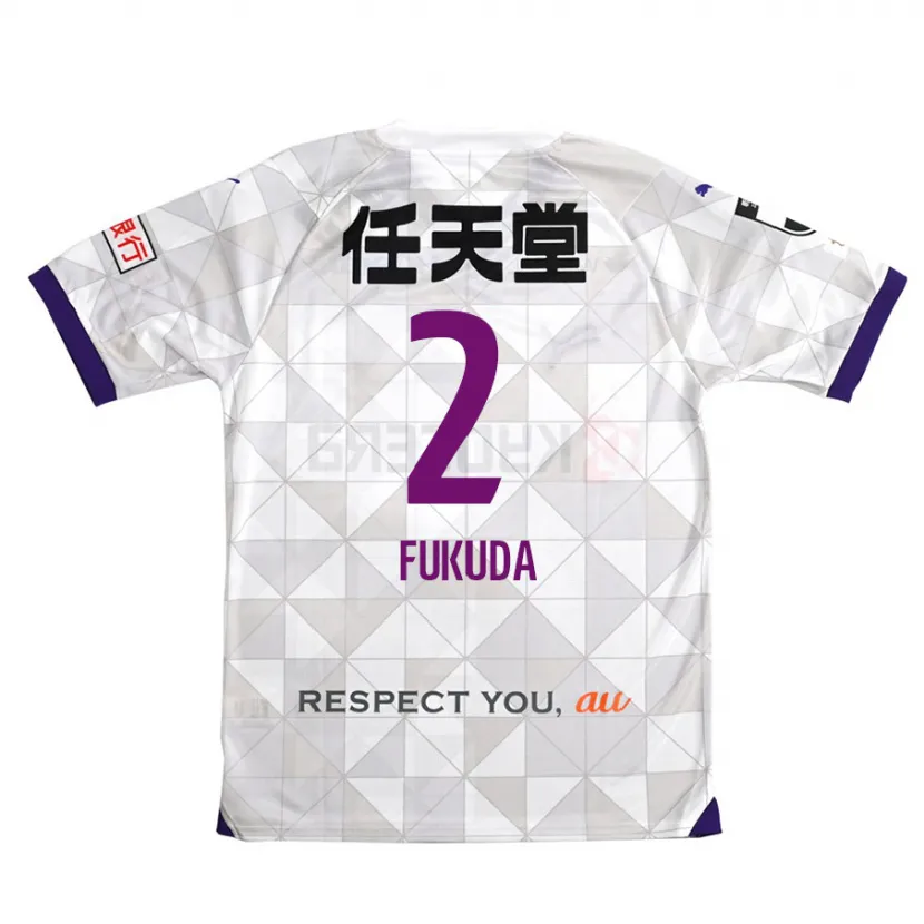 Danxen Kinderen Shinnosuke Fukuda #2 Wit Paars Uitshirt Uittenue 2024/25 T-Shirt