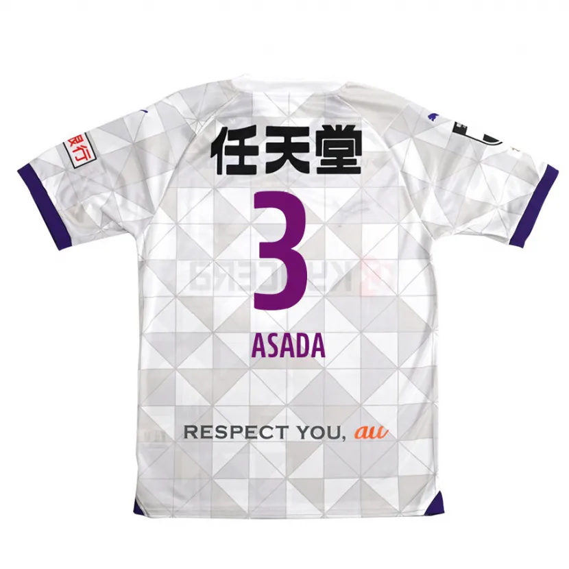 Danxen Kinderen Shogo Asada #3 Wit Paars Uitshirt Uittenue 2024/25 T-Shirt