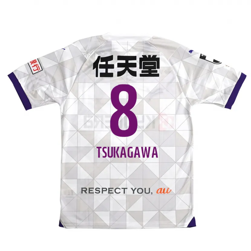 Danxen Kinderen Koki Tsukagawa #8 Wit Paars Uitshirt Uittenue 2024/25 T-Shirt