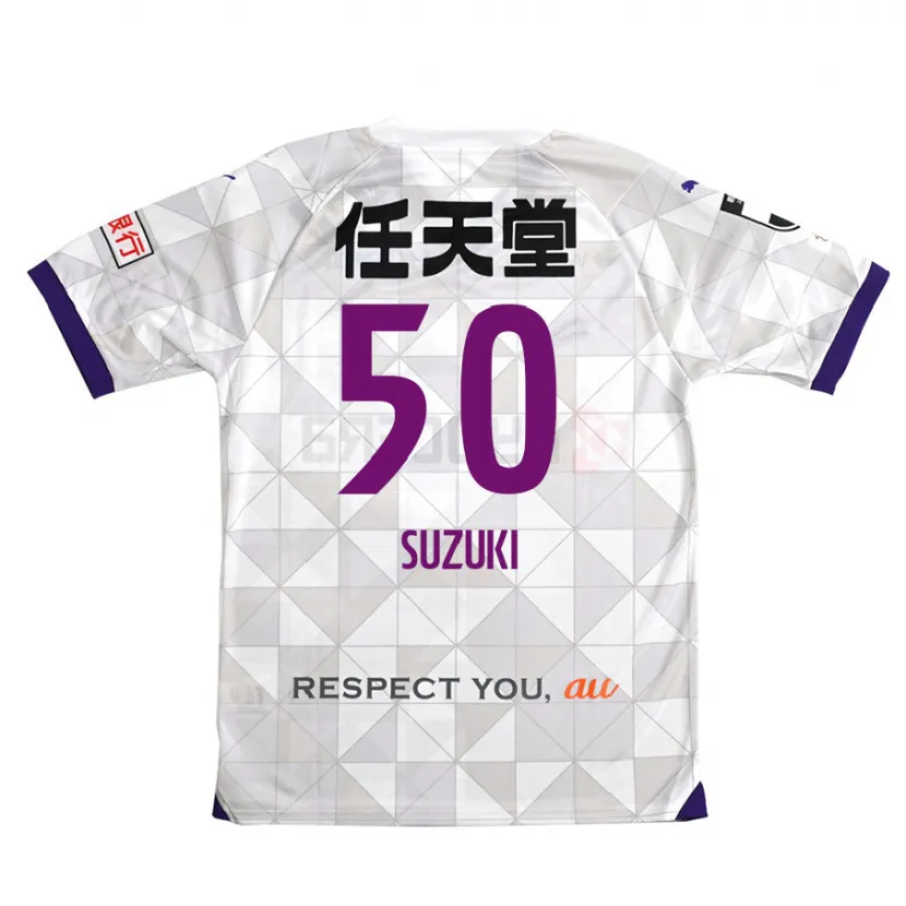 Danxen Kinderen Yoshinori Suzuki #50 Wit Paars Uitshirt Uittenue 2024/25 T-Shirt