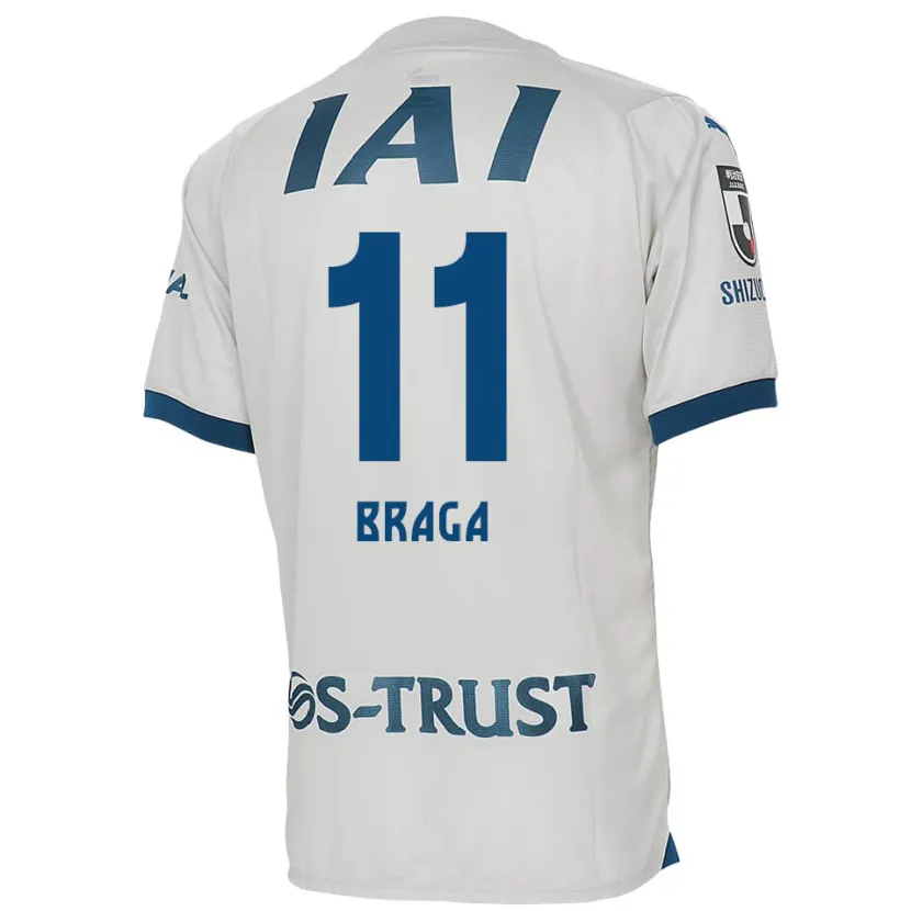 Danxen Kinderen Lucas Braga #11 Wit Blauw Uitshirt Uittenue 2024/25 T-Shirt