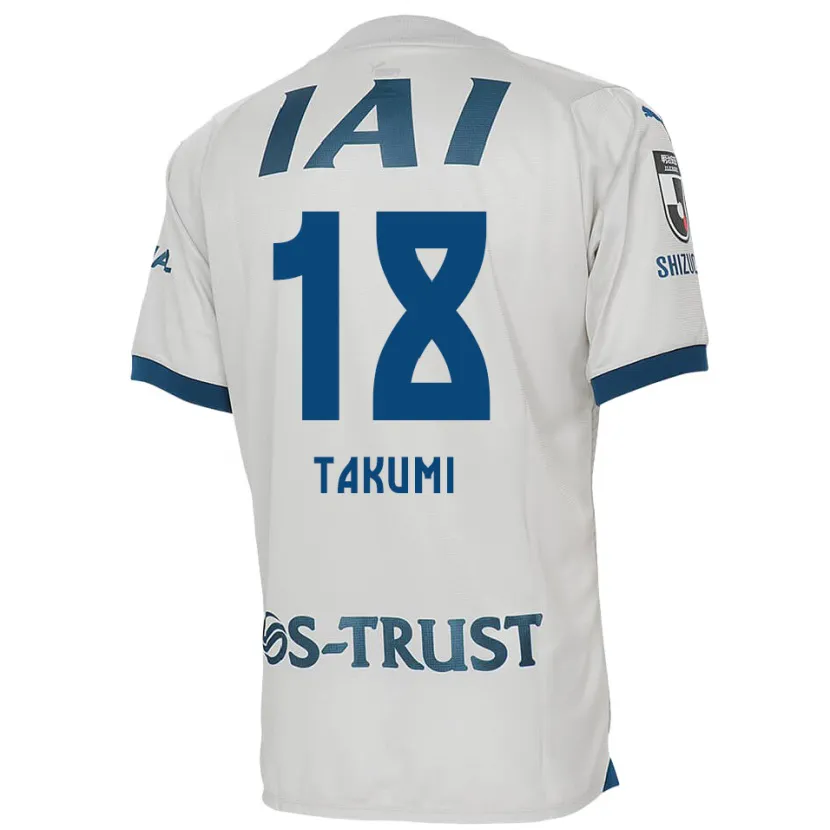 Danxen Kinderen Takumi Kato #18 Wit Blauw Uitshirt Uittenue 2024/25 T-Shirt