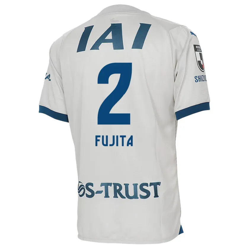 Danxen Kinderen Shunsuke Fujita #2 Wit Blauw Uitshirt Uittenue 2024/25 T-Shirt