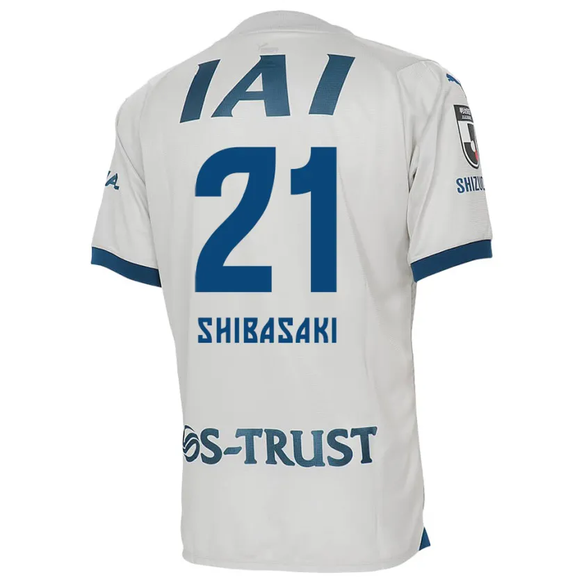 Danxen Kinderen Kaito Shibasaki #21 Wit Blauw Uitshirt Uittenue 2024/25 T-Shirt