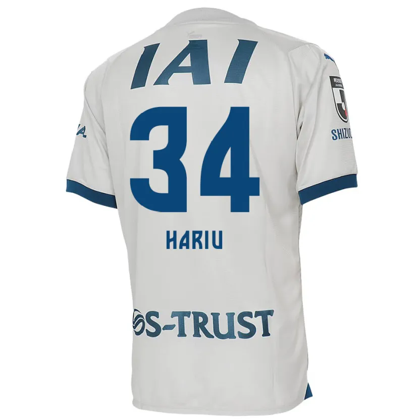 Danxen Kinderen Ryota Hariu #34 Wit Blauw Uitshirt Uittenue 2024/25 T-Shirt