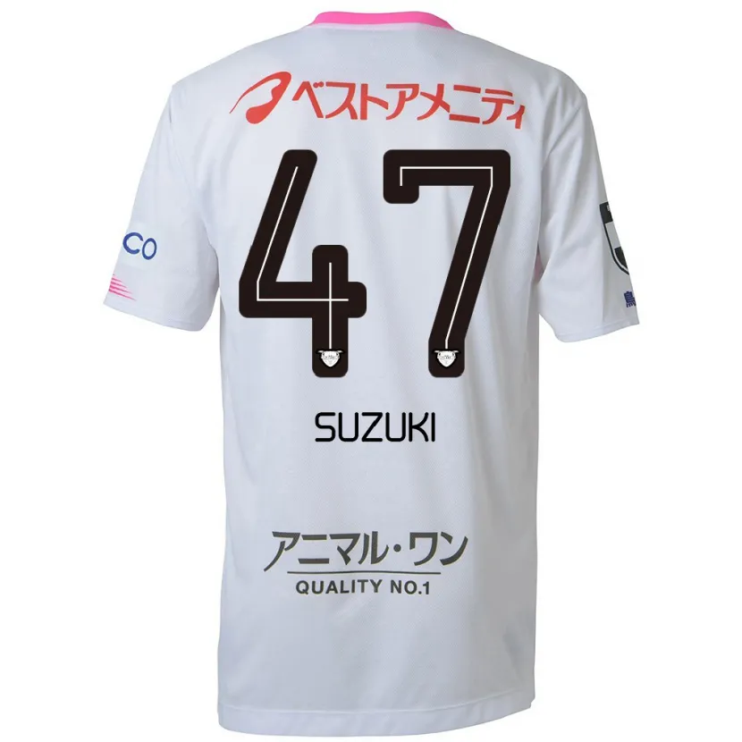 Danxen Kinderen Daichi Suzuki #47 Wit Blauw Roze Uitshirt Uittenue 2024/25 T-Shirt