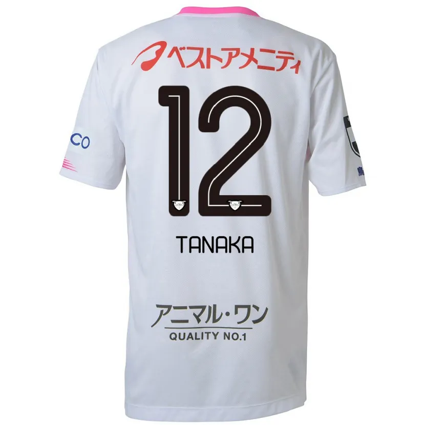 Danxen Kinderen Kosei Tanaka #12 Wit Blauw Roze Uitshirt Uittenue 2024/25 T-Shirt