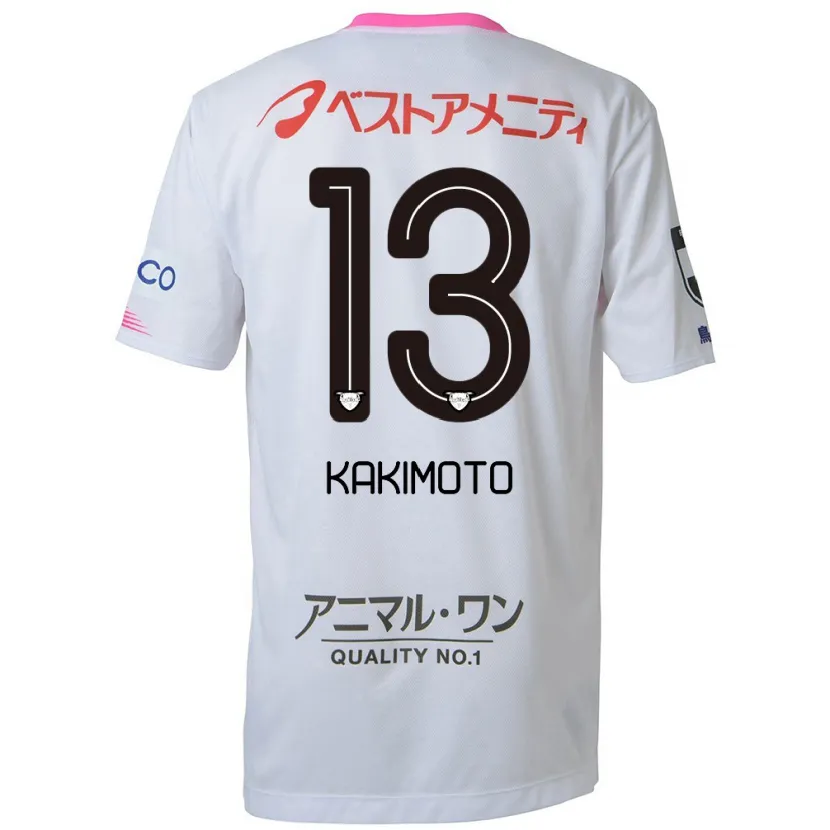 Danxen Kinderen Yuto Kakimoto #13 Wit Blauw Roze Uitshirt Uittenue 2024/25 T-Shirt