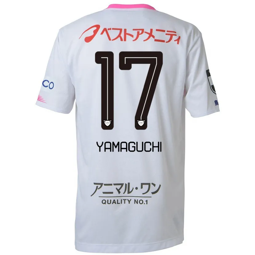 Danxen Kinderen Hikaru Yamaguchi #17 Wit Blauw Roze Uitshirt Uittenue 2024/25 T-Shirt