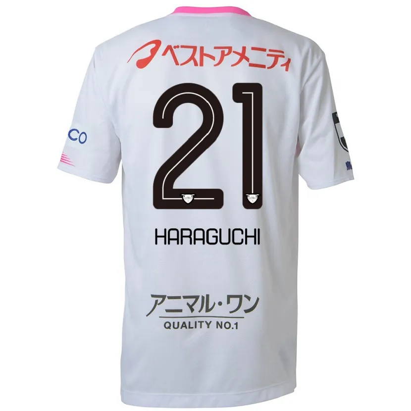 Danxen Kinderen Konosuke Haraguchi #21 Wit Blauw Roze Uitshirt Uittenue 2024/25 T-Shirt