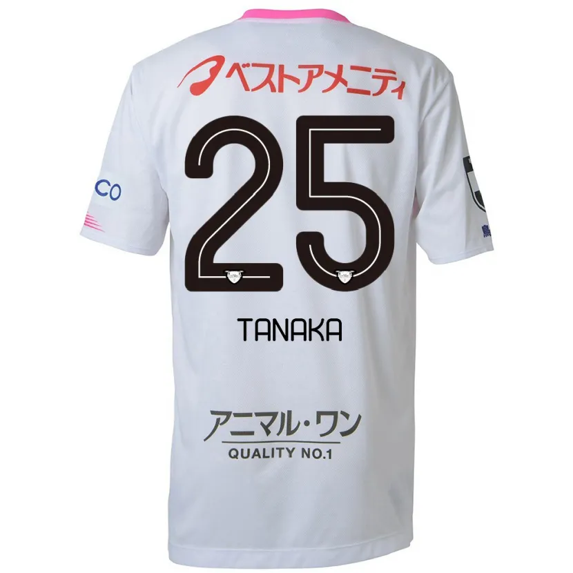 Danxen Kinderen Yuto Tanaka #25 Wit Blauw Roze Uitshirt Uittenue 2024/25 T-Shirt