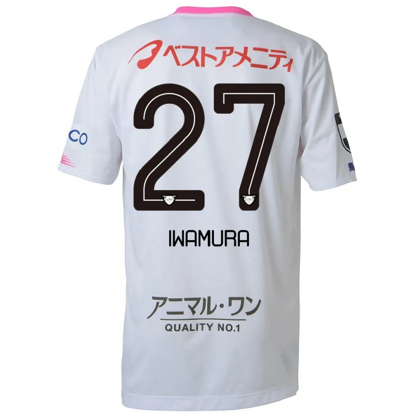 Danxen Kinderen Junnosuke Iwamura #27 Wit Blauw Roze Uitshirt Uittenue 2024/25 T-Shirt