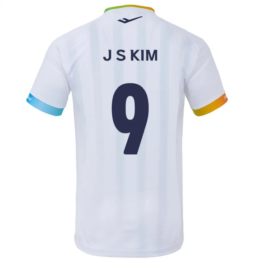 Danxen Kinderen Shin-Jin Kim #9 Wit Blauw Uitshirt Uittenue 2024/25 T-Shirt