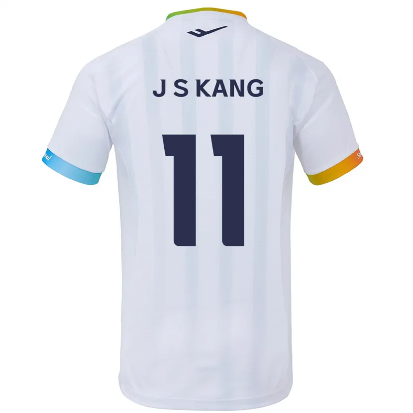 Danxen Kinderen Seong-Jin Kang #11 Wit Blauw Uitshirt Uittenue 2024/25 T-Shirt