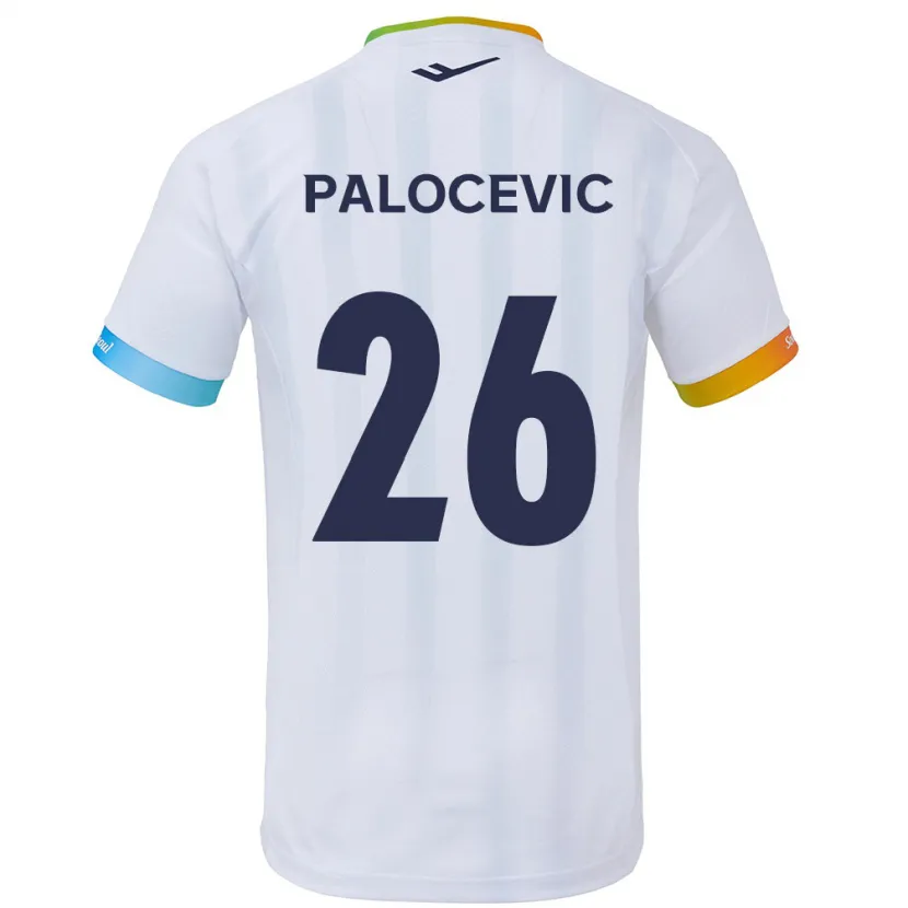 Danxen Kinderen Aleksandar Palocevic #26 Wit Blauw Uitshirt Uittenue 2024/25 T-Shirt