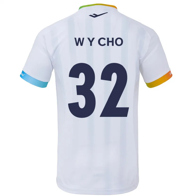 Danxen Kinderen Young-Wook Cho #32 Wit Blauw Uitshirt Uittenue 2024/25 T-Shirt