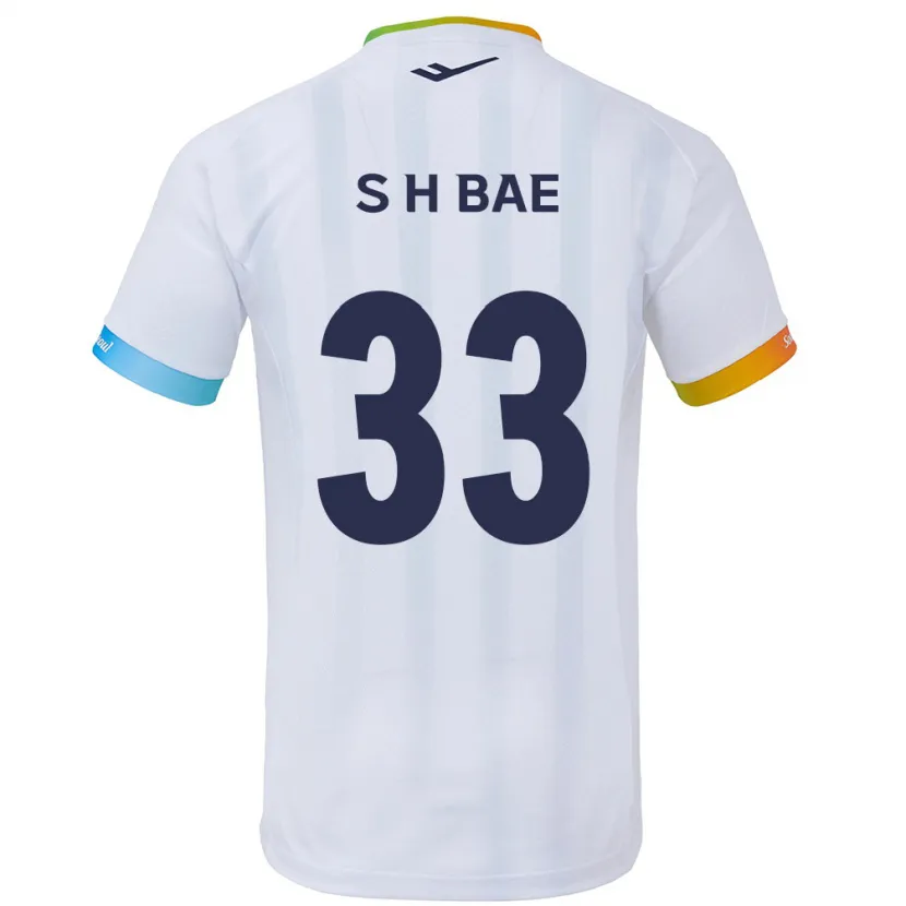 Danxen Kinderen Hyun-Seo Bae #33 Wit Blauw Uitshirt Uittenue 2024/25 T-Shirt