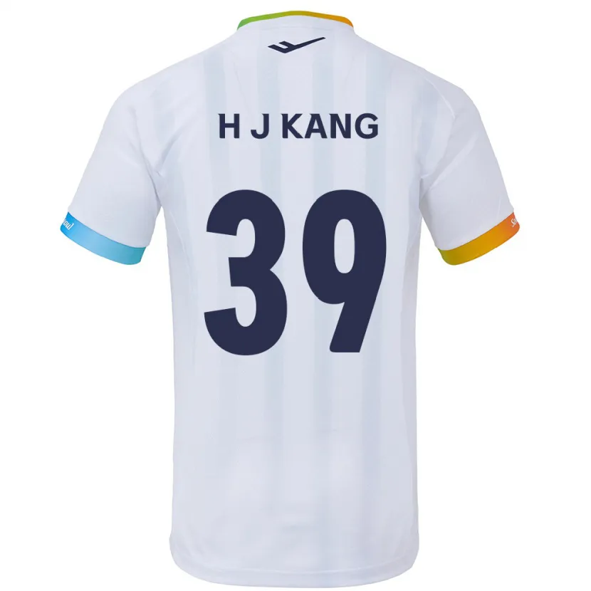 Danxen Kinderen Ju-Hyeok Kang #39 Wit Blauw Uitshirt Uittenue 2024/25 T-Shirt