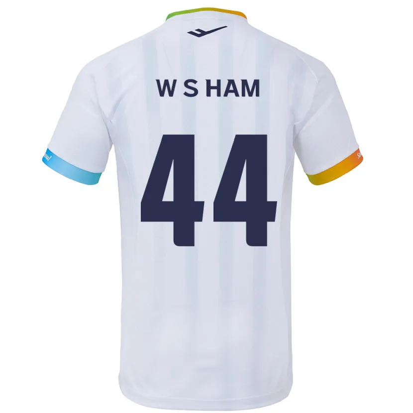 Danxen Kinderen Sun-Woo Ham #44 Wit Blauw Uitshirt Uittenue 2024/25 T-Shirt