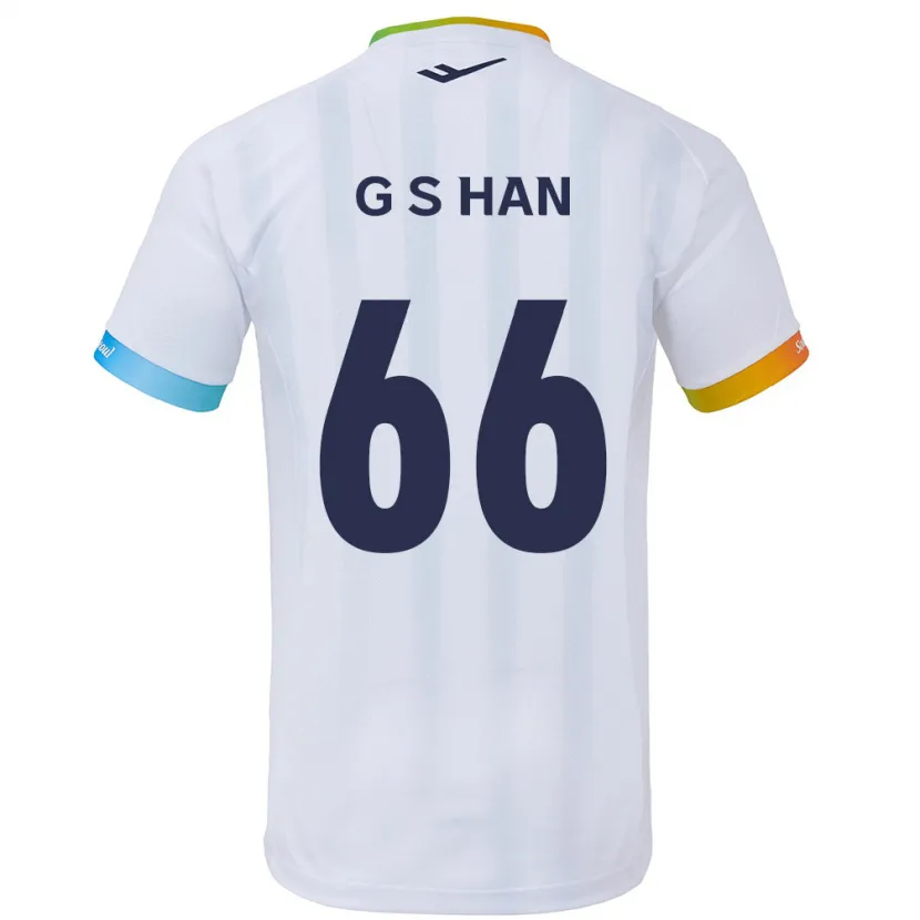 Danxen Kinderen Seung-Gyu Han #66 Wit Blauw Uitshirt Uittenue 2024/25 T-Shirt