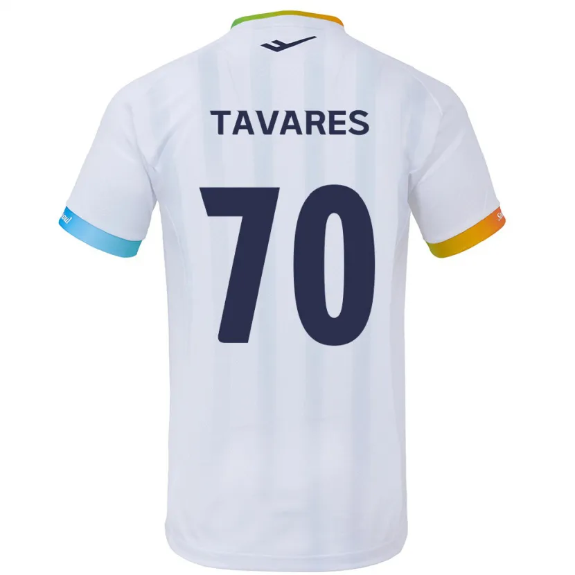 Danxen Kinderen Ronaldo Tavares #70 Wit Blauw Uitshirt Uittenue 2024/25 T-Shirt