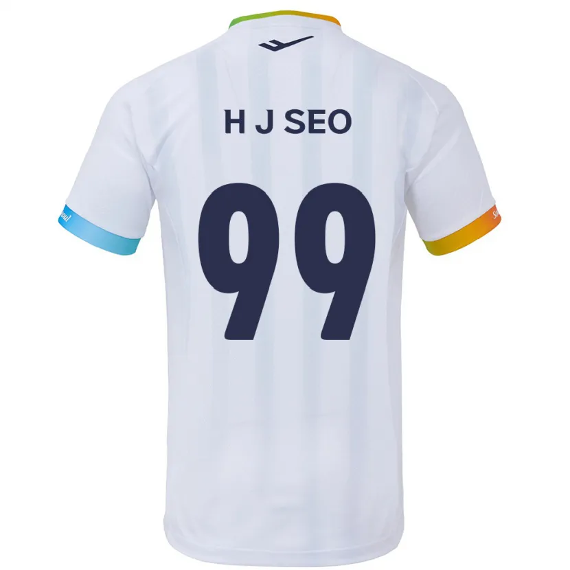 Danxen Kinderen Ju-Hwan Seo #99 Wit Blauw Uitshirt Uittenue 2024/25 T-Shirt