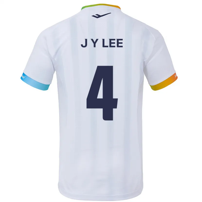 Danxen Kinderen Young-Jun Lee #4 Wit Blauw Uitshirt Uittenue 2024/25 T-Shirt