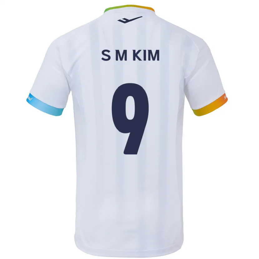 Danxen Kinderen Min-Sung Kim #9 Wit Blauw Uitshirt Uittenue 2024/25 T-Shirt