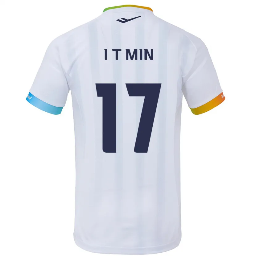 Danxen Kinderen Tae-In Min #17 Wit Blauw Uitshirt Uittenue 2024/25 T-Shirt