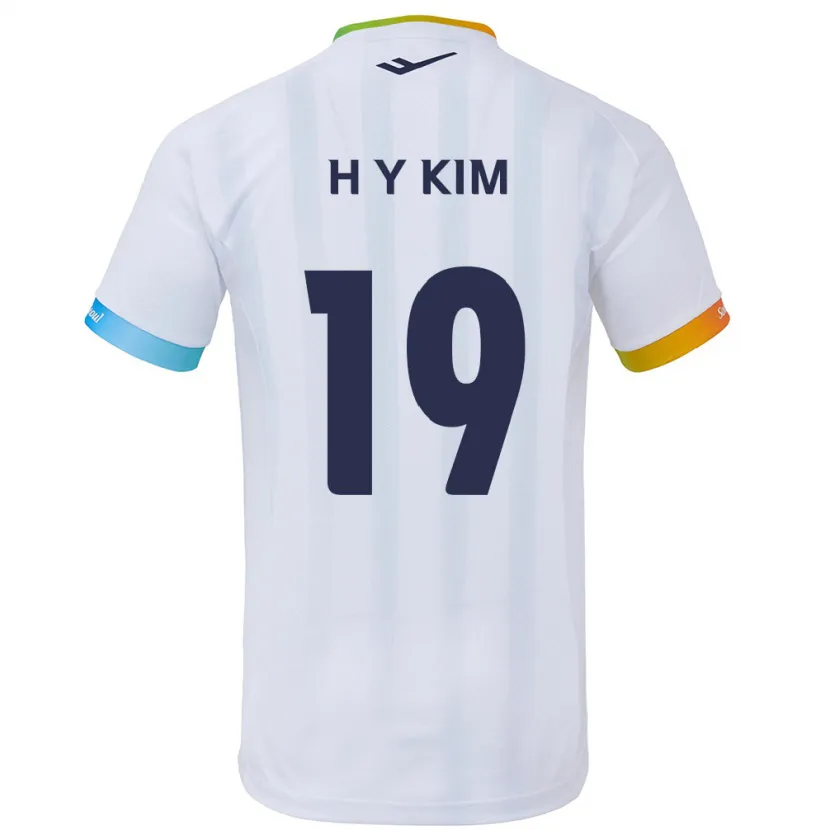 Danxen Kinderen Yong-Hyuk Kim #19 Wit Blauw Uitshirt Uittenue 2024/25 T-Shirt