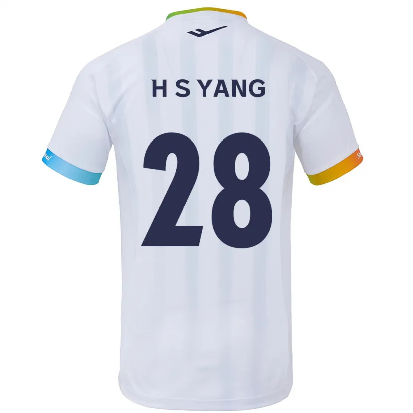 Danxen Kinderen Seung-Hyeon Yang #28 Wit Blauw Uitshirt Uittenue 2024/25 T-Shirt