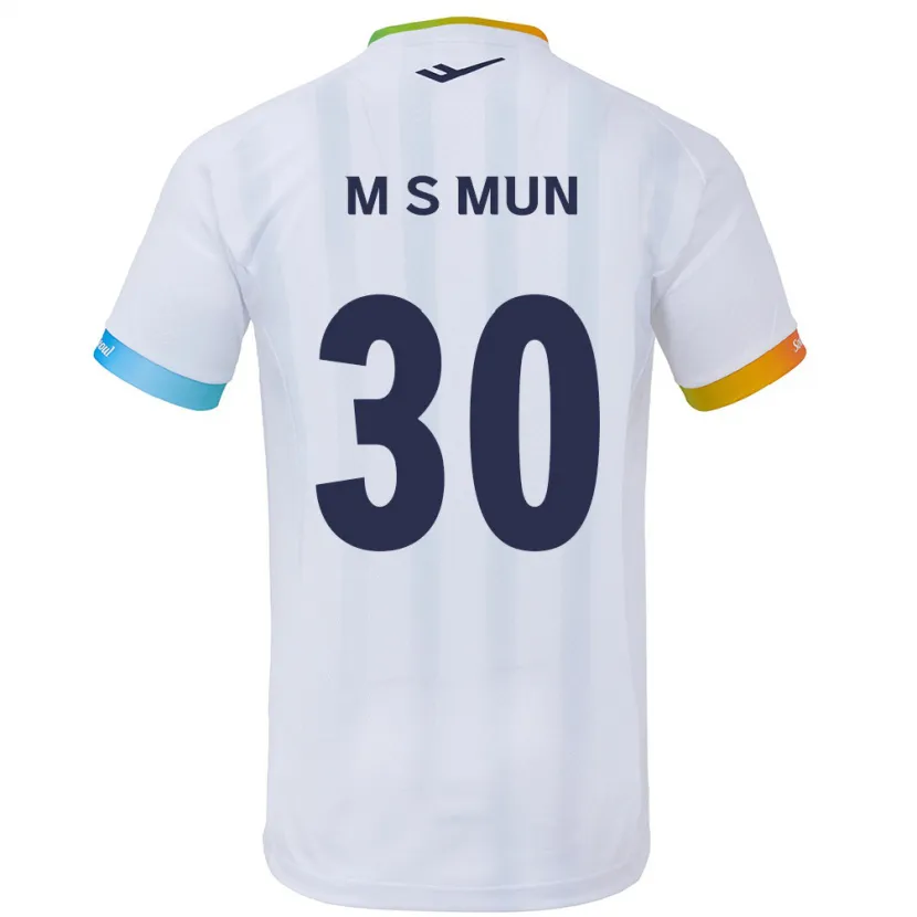 Danxen Kinderen Seong-Min Mun #30 Wit Blauw Uitshirt Uittenue 2024/25 T-Shirt