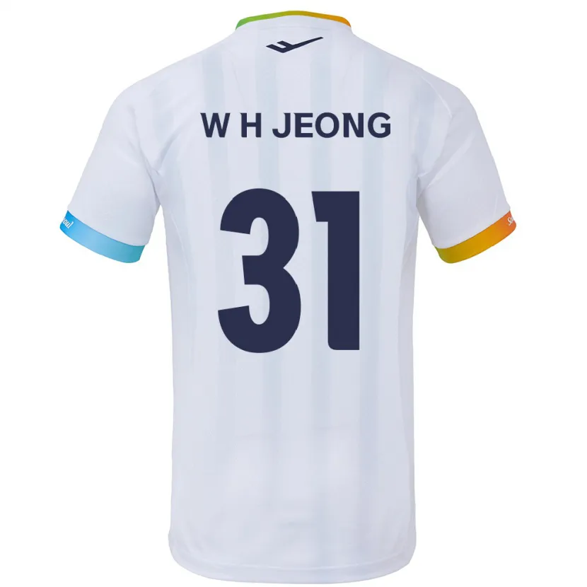 Danxen Kinderen Hyun-Woong Jeong #31 Wit Blauw Uitshirt Uittenue 2024/25 T-Shirt