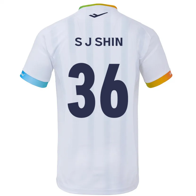 Danxen Kinderen Ji-Seop Shin #36 Wit Blauw Uitshirt Uittenue 2024/25 T-Shirt