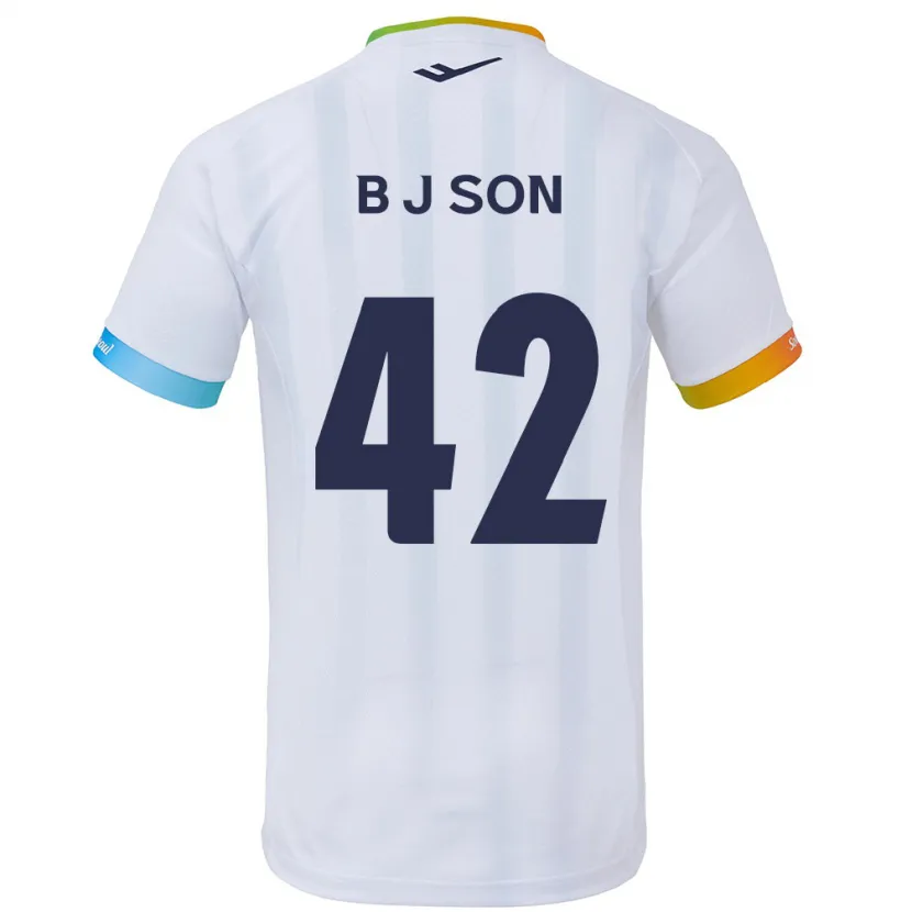 Danxen Kinderen Jeong-Beom Son #42 Wit Blauw Uitshirt Uittenue 2024/25 T-Shirt