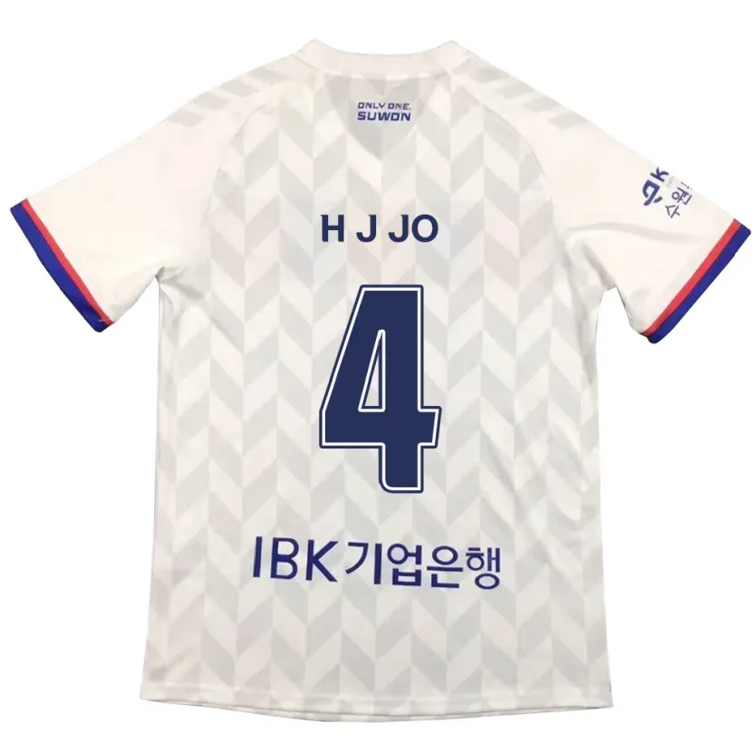 Danxen Kinderen Jun-Hyun Jo #4 Wit Blauw Uitshirt Uittenue 2024/25 T-Shirt