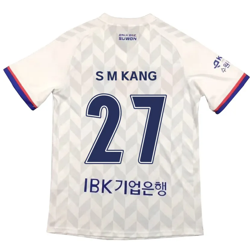 Danxen Kinderen Min-Sung Kang #27 Wit Blauw Uitshirt Uittenue 2024/25 T-Shirt