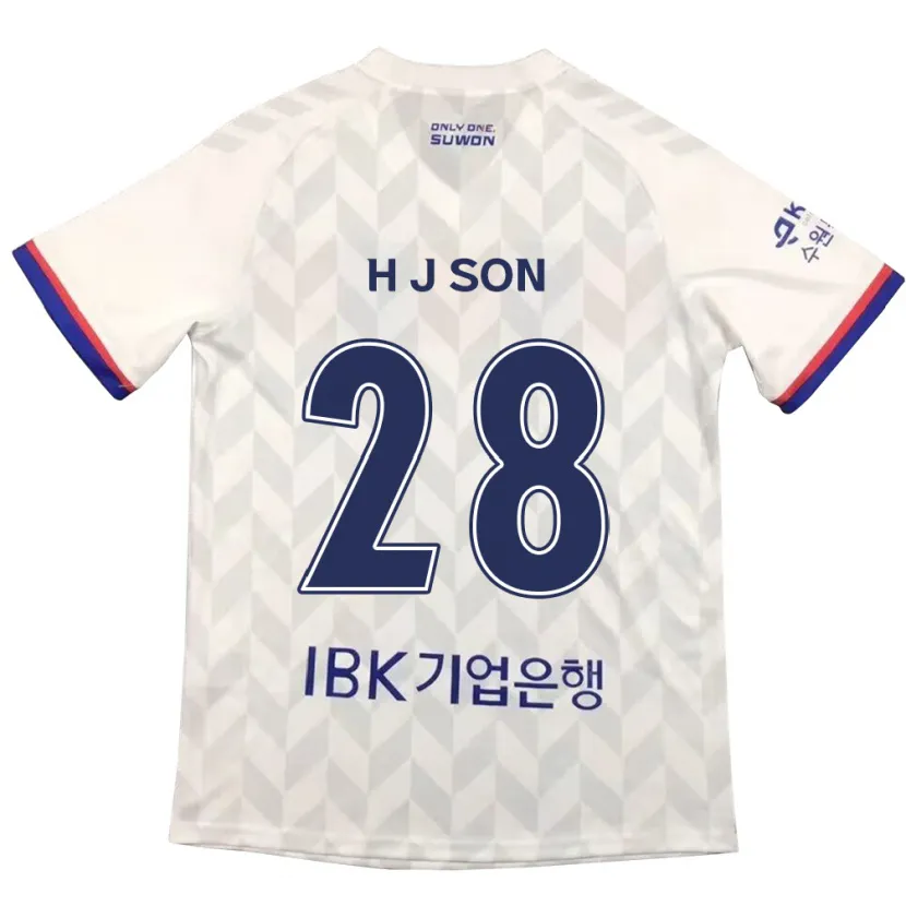 Danxen Kinderen Jun-Ho Son #28 Wit Blauw Uitshirt Uittenue 2024/25 T-Shirt