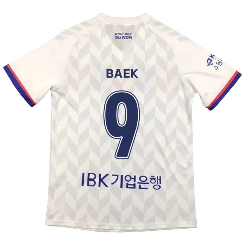 Danxen Kinderen Kyeong Baek #9 Wit Blauw Uitshirt Uittenue 2024/25 T-Shirt